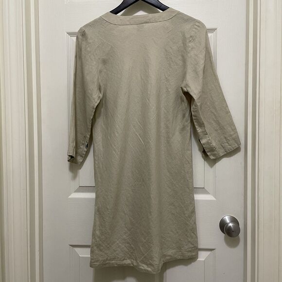 Soft Surroundings Linen Tunic Natural‎ Stone Beads Womens Medium Boho Minimalist - Picture 2 of 11
